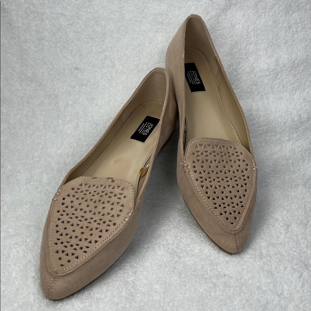 Jones New York Women's Taupe Perforated Flats